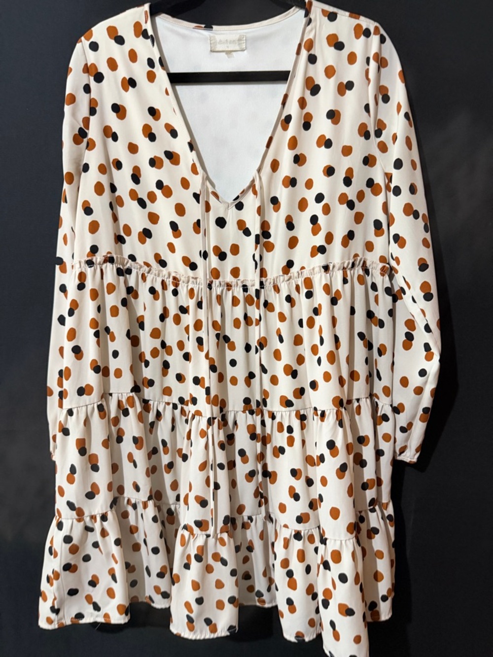 Altar'd State Cream Dress with Black Stripe and Dot Accent